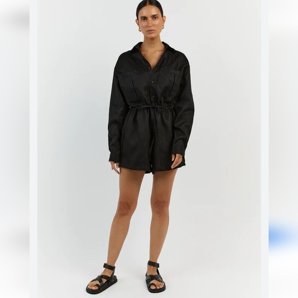DISSH Black Long-Sleeve Shirt Romper